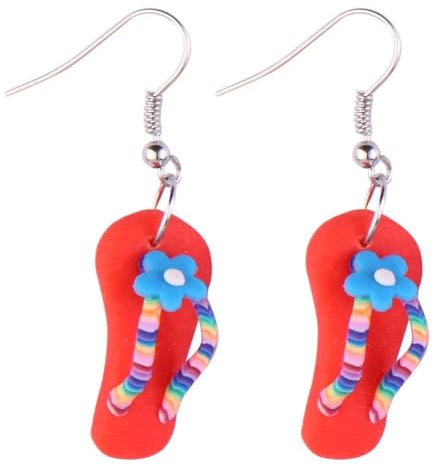 Joe Cool Ohrstecker, Design: Flip-Flop mit Blume (Rot), aus Kunstharz