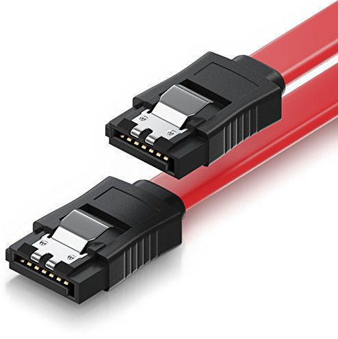 deleyCON 0,5m Cavo SATA III Cavo Dati S-ATA 3 for SSD HDD Cavo di Collegamento Clip in Metallo 6 Gb/s 2 Connettori Diritti Tipo L - Rosso