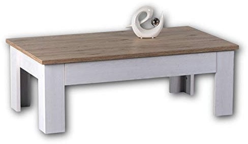 Stella Trading ROMANCE Light Couchtisch mit Schublade in San Remo & Sibiu Lärche Optik - Sofatisch im Landhausstil für Ihren Wohnbereich - 115 x 40 x 65 cm (B/H/T)