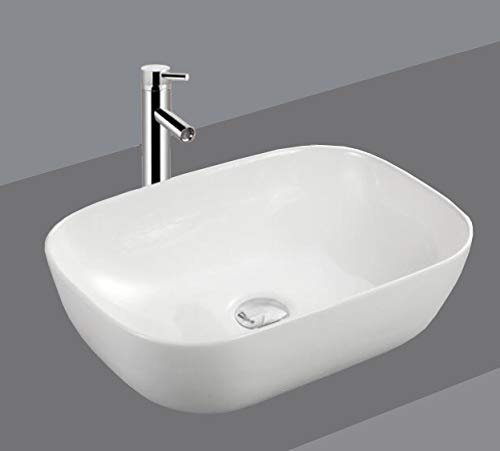 1 lavabo de cerámica ovalado rectangular pequeño lavabo de cerámica 46 cm L 33 cm B