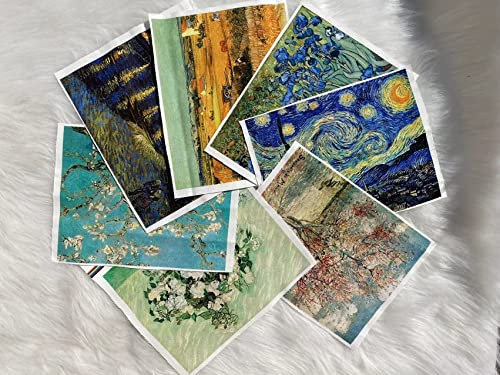 7 Stück 20 x 25 cm hohe Präzision gedruckt Gemälde von Van Gogh Baumwollleinen, Stoff zum Nähen, Stoff für die Herstellung von Taschen, Quilten, Wanddekoration, Baumwolle DIY Nähmaterialien Stoff