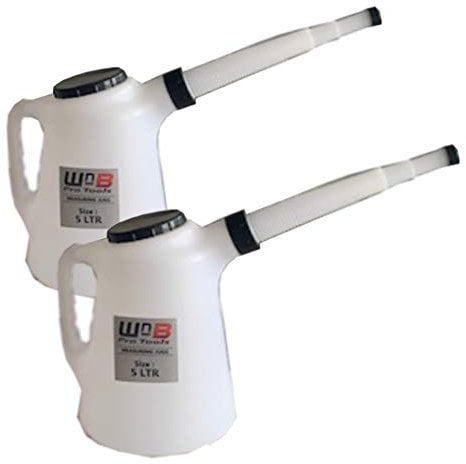 2 pack of 5 L Litre Measuring Jug with Flexi Spout Oil Fuel Anti Freeze Screen-wash Etc