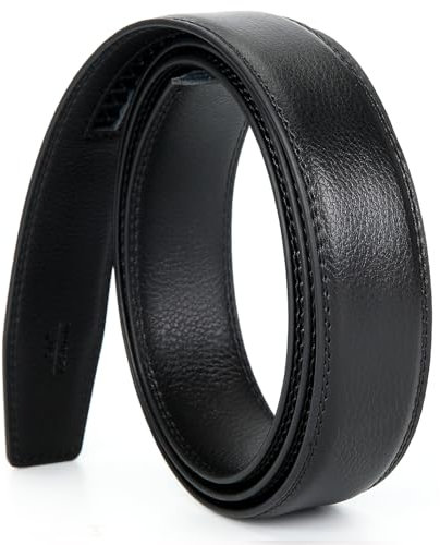 Nelbons Herren Gürtel Ratsche Automatik Gürtel für Männer 35mm Breit Ledergürtel, Ohne Schnalle (Schwarz N0, Länge 140cm 56)…
