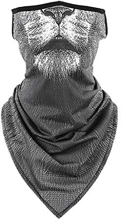 Xniral Schal 3d Humor Hals Gamasche mit Ohrhaken Tiermund Gedruckt Bandana Halstuch Schlauch Schal für Nap Scarf Biker Angeln Wandern Gedruckt Gesicht Schal(R)