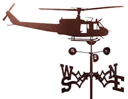 Hidyliu Wetterfahne Edelstahl Wetterfahne Halterung Hof Dach Dekoration Metall Hubschrauber Ornament schwarz langlebig Retro Professionelle Messwerkzeuge Bauernhofszene Garten