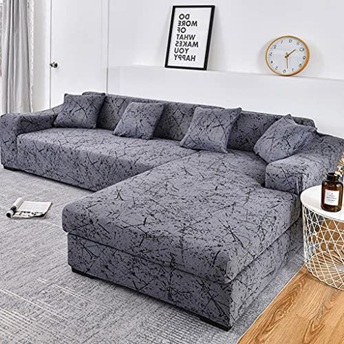 VEAI Sofabezug Eck Couchbezug L Form Sofahusse Stretch Sofa überzug für 1/2/3/4 Sitzer(L-förmiges Ecksofa erfordert Zwei) (Color : D, Size : 3-Sitzer (190-230 cm))