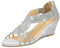 PIZZ ANNU Sandalias Mujer Verano con Tacón de Cuña Diamante de Imitación Zapatos Moda Punta Abierta Elegante Boda Fiesta Damas Zapatos Plata EU 41