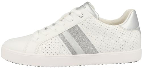 Geox D Blomiee F, Zapatillas Mujer, Blanco y Plateado, 38 EU