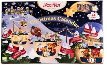 Yogi Tea Adventskalender zum Aufklappen, 2023, Bio-Kräutertee, 24 Tee-Varianten mit 24 Weisheiten, 24 Teebeutel, ideal als Geschenk ohne Schokolade