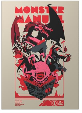 Displate Offiziell Dungeons And Dragons MetallPoster Magnetische Befestigung Inklusive Lizenziert Bilder Hochwertiges Poster Core Graphics - Monster Manual 45 cm x 32 cm
