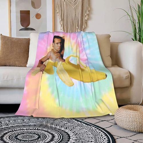Banana Funny Flannel Throw Blanket Super Soft Lightweight Air Conditioner Blankets for Couch Bed Living Room Decor All Seasons