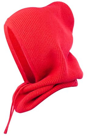 MoreChioce Mütze Damen Winter,Wintermütze Schalmütze Strickmützen Sturmhaube Warme Kapuzen Schal Balaclava Winddichter Hut Beanie Mütze Kapuzenschal Wintersport und Outdoor-Sportartikel,Rot