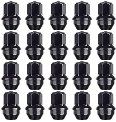 RYBO Set of 20 Black Alloy Wheel Nuts, M14 x 1.5, 21mm Hex, Compatible With Ford Transit Custom & Tesla Vehicles & More