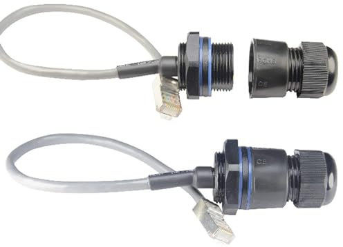 PENGLIN 2 Stück RJ45 M25 CAT5E Wasserdicht Ethernet Einbaubuchse,Ethernet LAN Kabel Stecker auf Buchse Adapter