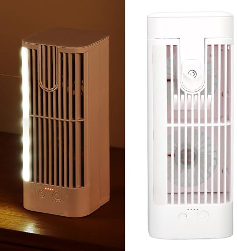 Topiky Tragbarer Ventilator für Klimaanlagen, Verdunstungs USB Luftkühler, Kleine Klimaanlage mit 3 Geschwindigkeiten, Nachtlicht, 120 Ml Wassertank, 3600 MAh, für den Heimraum