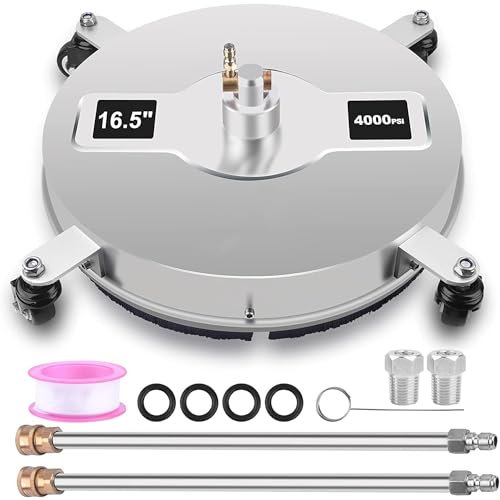 Oberflächenreiniger für Hochdruckreiniger 16,5 Zoll, Oberflächenreiniger aus Edelstahl für Kärcher K1 -K7, mit 4 Rädern, 2 Verlängerungsstangen, 5000 PSI