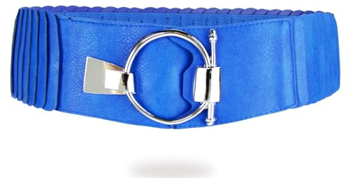 Gloop Damen Taillengürtel Elastischer gürtel 8 cm breiter Hüftgürtel silberner Ring