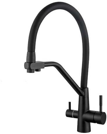 ZYCDP 3 Wege Wasserhahn für Osmoseanlage Edelstahl, Wasserhahn küche 360 Drehbar Wasserhahn mit Filter für Trinkwasser 3 Wege Schwarz