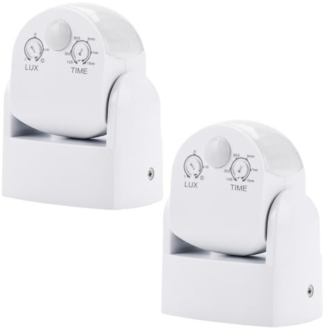 Sensore di Movimento AC220–240V PIR Rilevatore di Movimento Sensore da Parete Impermeabile Sensore a infrarossi Rotante a 180° Campo di Rilevamento 3-12 metri 2 pezzi.