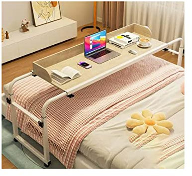 Höhenverstellbarer Laptop-Betttisch mit Rollen, Computertisch zum Stehen, Arbeitsplatz, mobiles Essens-Tablett, Schreibtisch zum Essen auf dem Bett