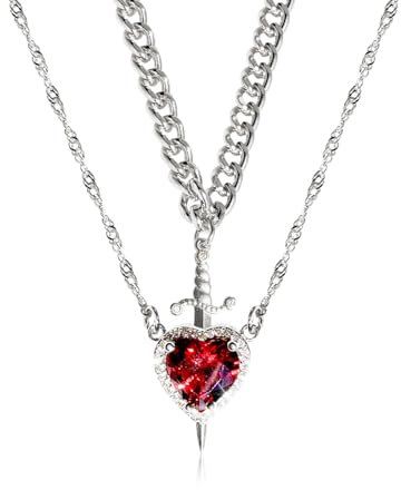 Heart and Sword Couples Necklace - You Are in My Heart Matching Pendant - Jewelry Gifts for Women Men (Silver)