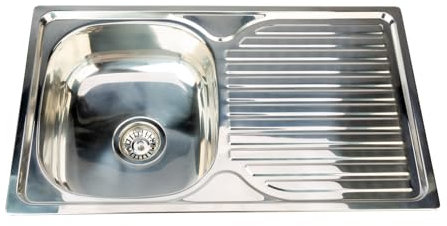 AZERODESIGN-Fregadero Cocina- Fregadero Cocina 1 Seno-Fregadero-Fregadero con Escurridor-Fregadero de Acero Inoxidable-Incluye Accesorios para su Instalación-Medida Total Largo 80cm x Ancho 48 cm