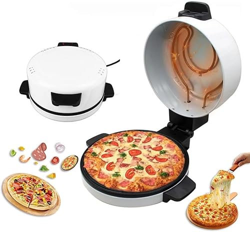Electric Pizza Oven, 2000W Portable Pizza Oven, Non Stick Surface, Indoor Pancake Maker with Non Stick Surface, Dual Heating Elements, for Making Pizzas, Arabic Bread, Quesadillas, for Home