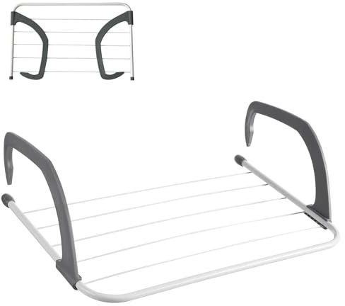 5 Bar Radiator Airer White – Over Radiator Clothes Drying Rack with Adjustable Arms – Foldable Indoor Laundry Dryer & Towel Rack – Compact Space-Saving Airer for Radiators, Doors & Bathtubs (1)