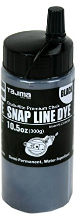 Tajima PLC3-BK300 Chalk-Rite 10.5-Ounce Snap Line Black Powder Dye | Durable Bottle, Easy-Fill Nozzle, Ultra-Fine Chalk, Fade Resistant Line