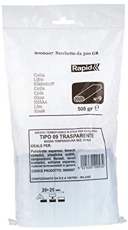 Rapid Niedertemperatur Klebesticks Transparent Universal, 500g Ovale Klebesticks 94mm Länge, zum Basteln und Dekorieren, für Niedertemperatur Klebepistole