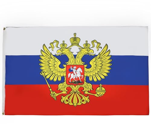 AZ FLAG - Bandera Rusia Con Aguila - 150x90 cm - Bandera Rusa Con Armas 100% Poliéster Con Ojales de Metal integrados - 110g - Colores Vivos Y Resistente A La Decoloración