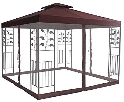 Greenbay Pavilion Gazebo Side Net Marquee Fly Screen Gathering Mosquito Netting Washable Removable Coffee(Side Net Only)