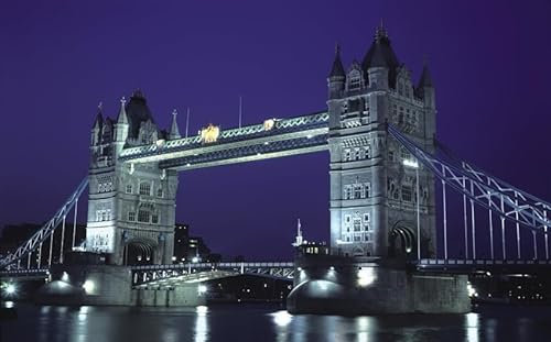 Rasch Tapete 849103 - Fototapete auf Vlies mit Brücke in England in Schwarz, Blau, Lila und Grau aus der Kollektion Magicwalls - 2,65 m x 4,24 m (LxB)