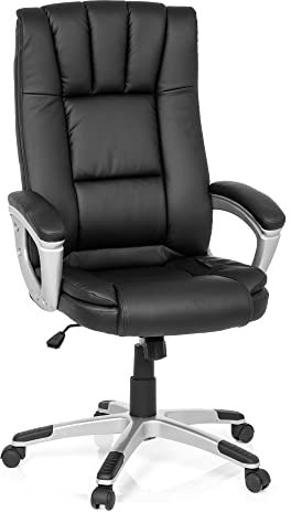 MyBuero Bürostuhl Relax CL150 Kunst-Leder Schwarz ergonomischer Chefsessel mit Armlehnen X-XL Schreibtisch-Stuhl Büro-Drehstuhl Hohe Rücken-Lehne, 725009