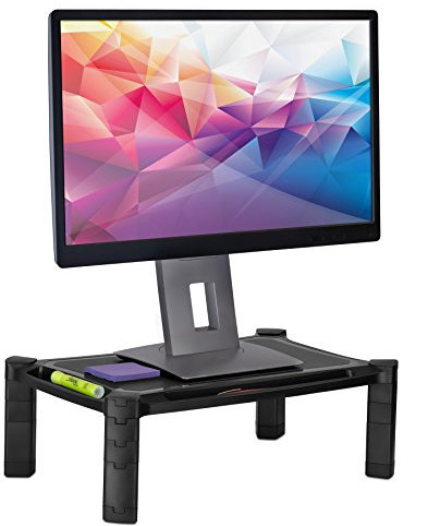 Mount-It! Desktop Computer Monitor Riser - Height Adjustable Tabletop Stand Shelf for PC and Laptop Displays and Printers, 19 x 13 Inch, 6.6” High, Black, MI-7851