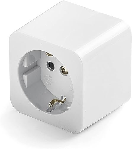 CABLEPELADO Base Enchufe Empotrar | Enchufe con TT | Toma de Corriente Superficie | Base Enchufe Bipolar | 55 x 55 mm | Porta contactos en Porcelana | Protección Infantil | 16A | 250V | Blanco