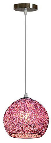 Wankd Moderne Kronleuchter, Nordisch Lampe Aluminiumdraht Pendelleuchte E27 Lampenfassung | Macaron Design Hängeleuchte Leucht für Wohnzimmer, Küche oder Hängend über den Esstisch (Pink)