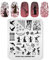 KADS Halloween-Nagelplatten Nagelstempel Schablonen Nail Art Stamping Kits mit Kürbis Geist Totenkopf Fledermaus Bild Platten für DIY Dekoration (HA003)