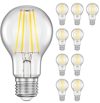 ledscom.de 10 Stück E27 LED Leuchtmittel, A60, warmweiß (2700 K), 7,1 W, 963lm, 3-Stufen-Dimmer