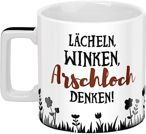 Sheepworld Tasse mit Spruch Winken | Sheepworld Wortheld-Tasse, Porzellan, 45 cl, Mehrfarbig | Tasse lustig, Sprüche-Tasse | 46529