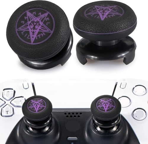 Playrealm FPS Thumbstick Extender & Drucken Gummi Silikon Griffabdeckung Thumb Grip Aufsätze 2 Sätze für PS5 & PS4 Controller(Dämonenkreis Lila)