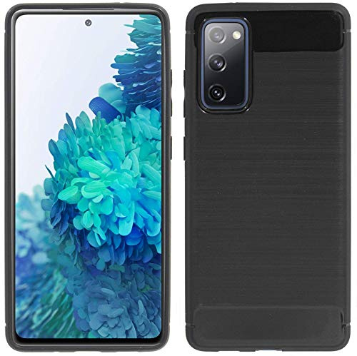 cofi1453® Silikon Hülle Bumper Carbon kompatibel mit Samsung Galaxy S20 FE (G780F) Case TPU Soft Handyhülle Cover Schutzhülle Schwarz