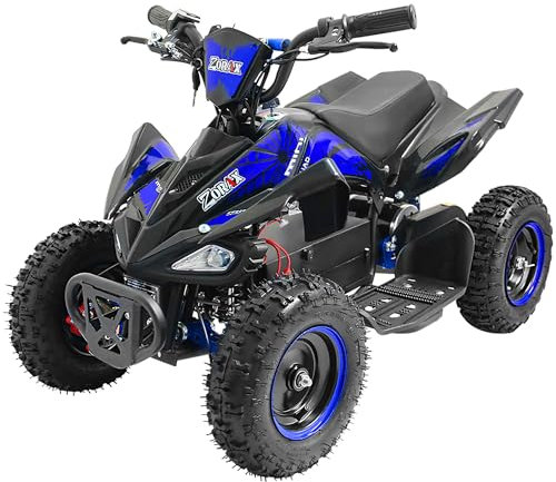 Zorax 36V 1000W Blue 6'' Tyre Battery Powered Kids Mini ATV Quad Bike (Foot Brake - 3 Speeds - LED Light - Forward/Neutral/Reverse - CE Approved - MAX Capacity: 65KGS) Children's Electric Ride on