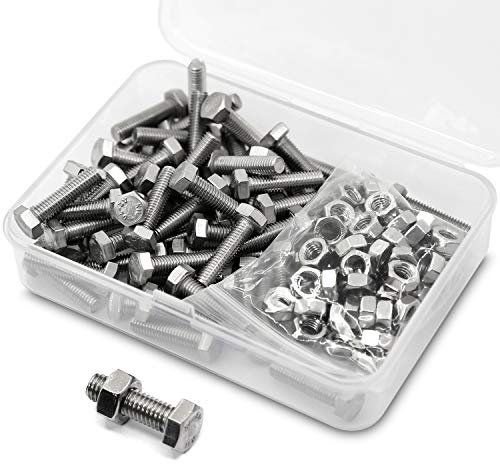 M5*10mm 80 Stück 304 Edelstahl Sechskantschrauben Bolzen und Muttern set, Maschinenschrauben schrauben