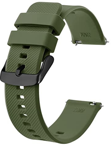 BISONSTRAP Uhrenarmband 22mm, Silikon Uhrenarmbänder mit Schnellverschluss für Männer Frauen (Armee Grün, Schwarze Schnalle)