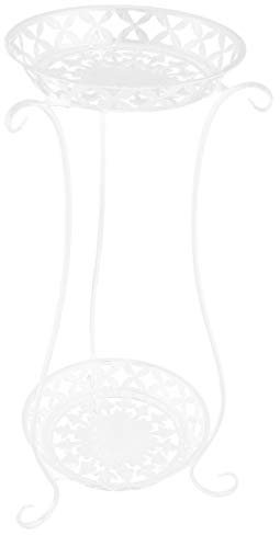 Cabilock Support De Pot De Fleurs Fer Forgé à Double Étagère Décorative Pour Plantes Intérieur Et Extérieur Pour Balcon Et Jardin Blanc Hauteur