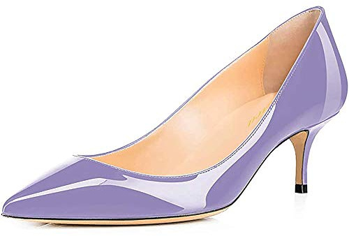 Lutalica W - Scarpe da donna con tacco a punta, in pelle verniciata, elegante e confortevole, Viola (Viola), 43 EU