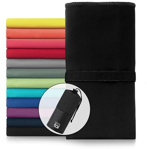 Blumtal Mikrofaser Handtuch leicht & extra saugstark - schnelltrocknende Microfaser Handtücher - optimal als Fitness Handtuch/Strandtuch Mikrofaser/Gym Towel - Reisehandtuch kompakt - Schwarz