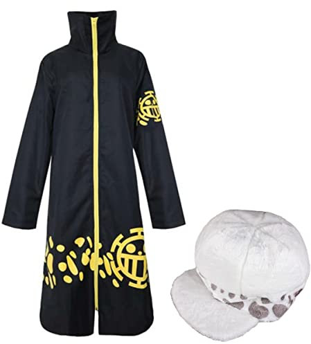 XFKUALV Anime Cape Trafalgar Law Cosplay Jacke und Hut Halloween Uniform (XL)