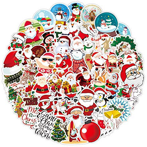 Weihnachtsaufkleber Pack 100 Stück für Weihnachts Dekoration, Christmas Aufkleber Vinyl Stickers Wasserdicht Decals für Skateboard Auto Motorräder Fahrrad Gepäck Laptop Koffer